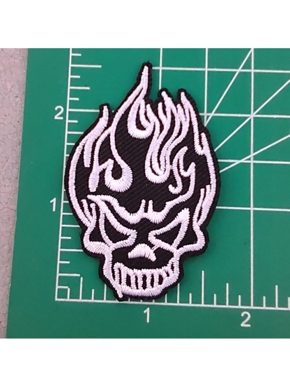 2/$10 Flaming Skull Embroidered Patch